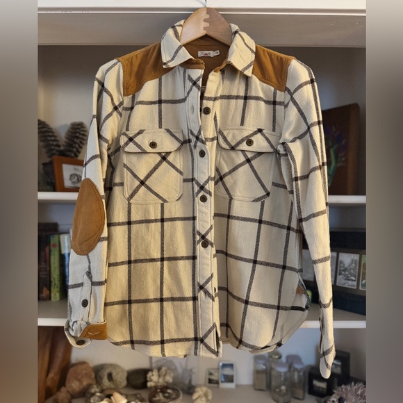 Faherty Daly button-down flannel shirt with corduroy accents women’s size small - Picture 5 of 8